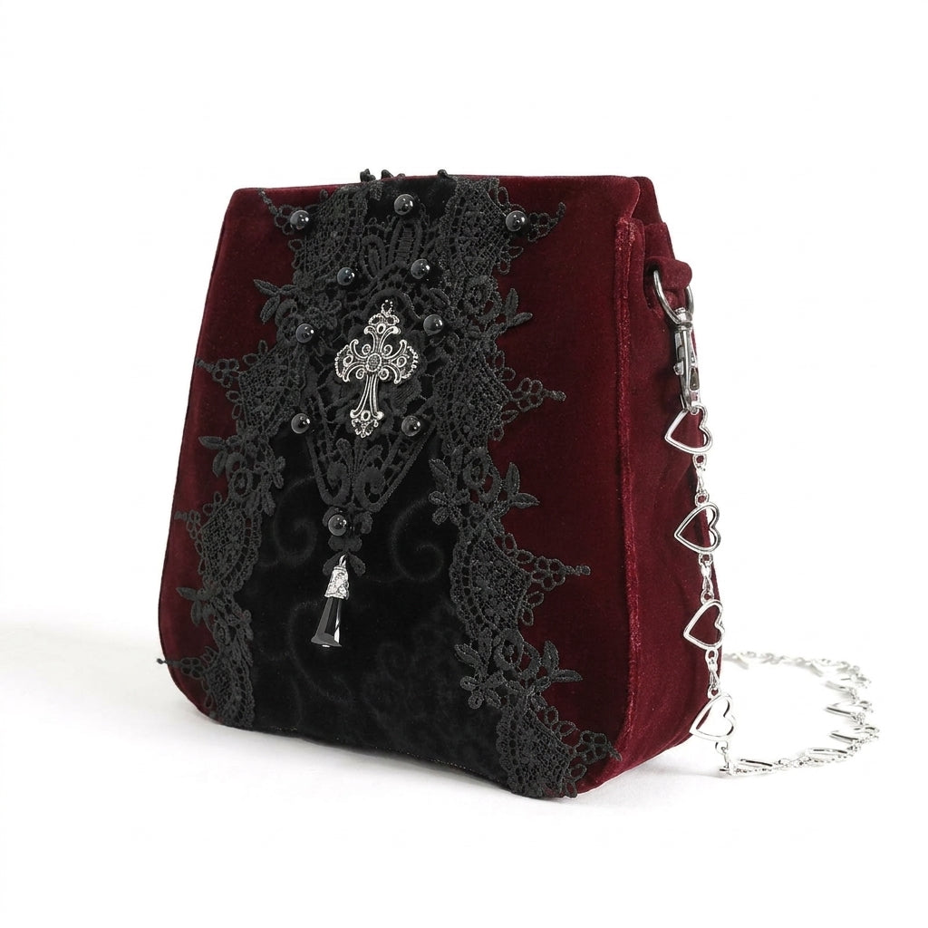 The Reliquary Heart-Link Satchel - Sanguine-Wine
