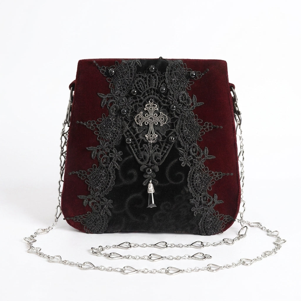 The Reliquary Heart-Link Satchel - Sanguine-Wine