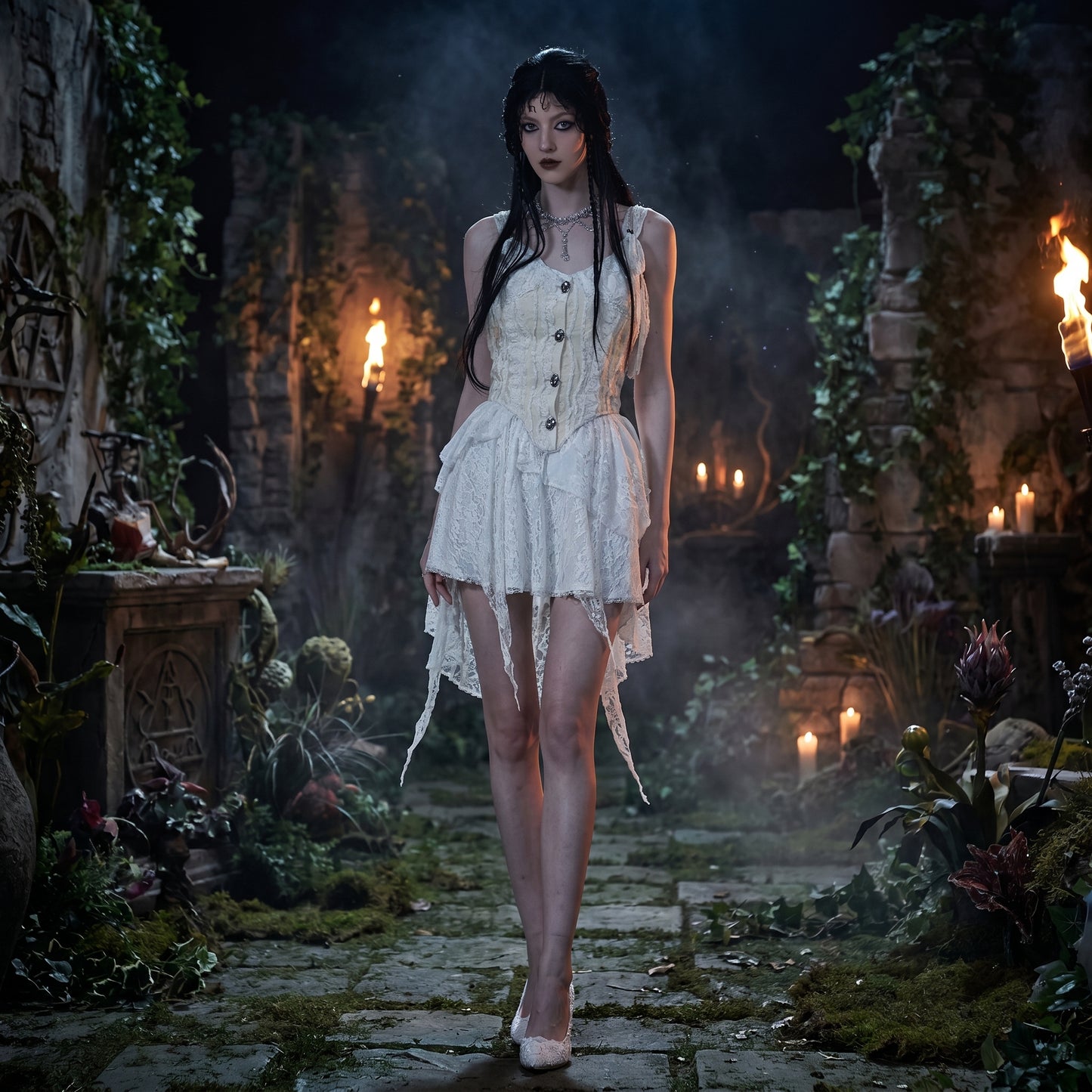 The Alabaster Cascade Lace Skirt