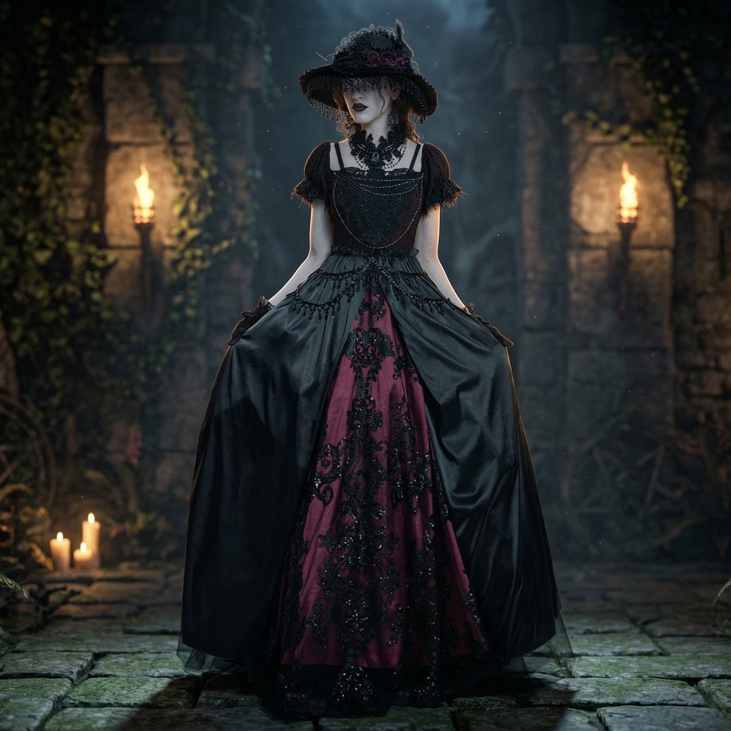 Vestido Soberano das Cinzas - Domínio Carmesim