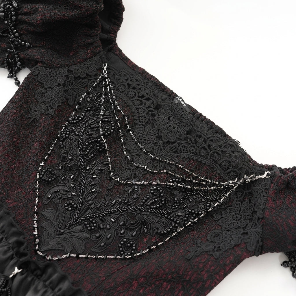 Vestido Soberano das Cinzas - Domínio Carmesim