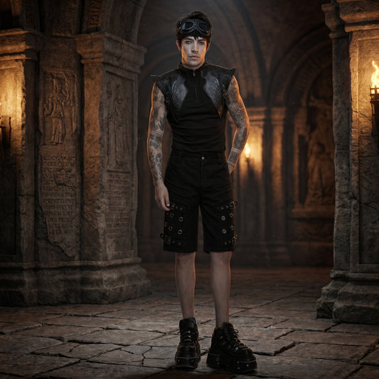 The Obsidian Pleat-Grate Cargo Shorts