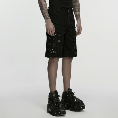 The Obsidian Pleat-Grate Cargo Shorts