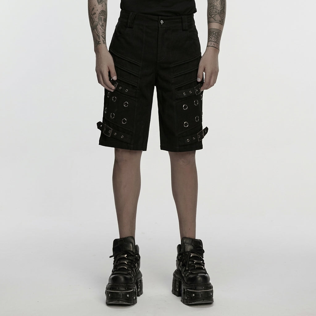 The Obsidian Pleat-Grate Cargo Shorts