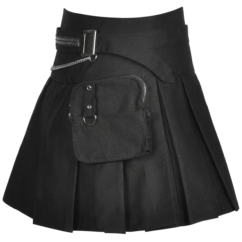 The Sector-Pouch Kilted Mini Skirt