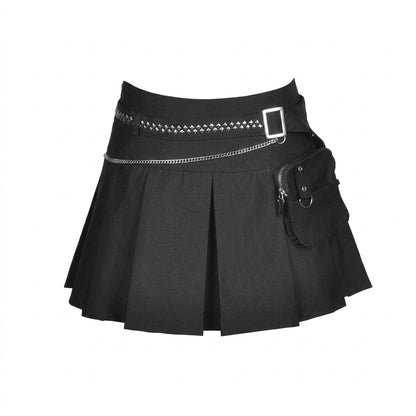 The Sector-Pouch Kilted Mini Skirt