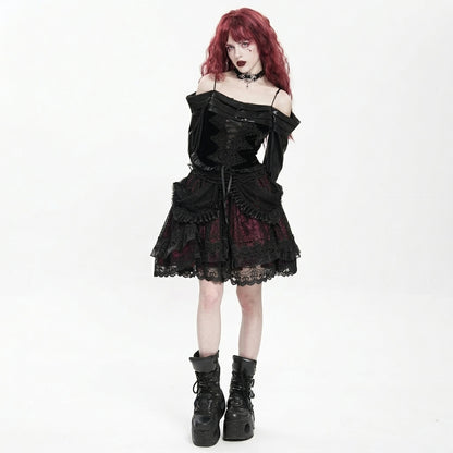 The Vesper-Gorge Tiered Skirt - Obsidian Crimson
