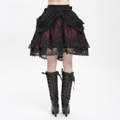 The Vesper-Gorge Tiered Skirt - Obsidian Crimson