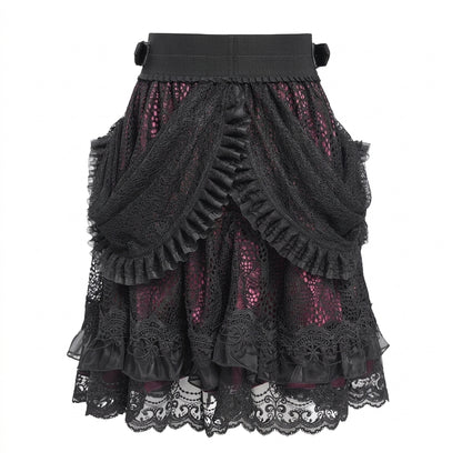 The Vesper-Gorge Tiered Skirt - Obsidian Crimson