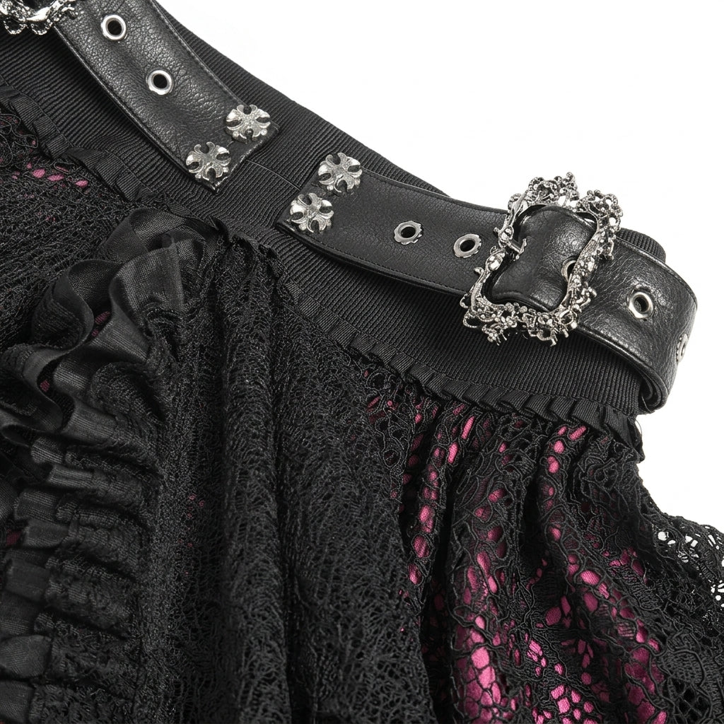 The Vesper-Gorge Tiered Skirt - Obsidian Crimson