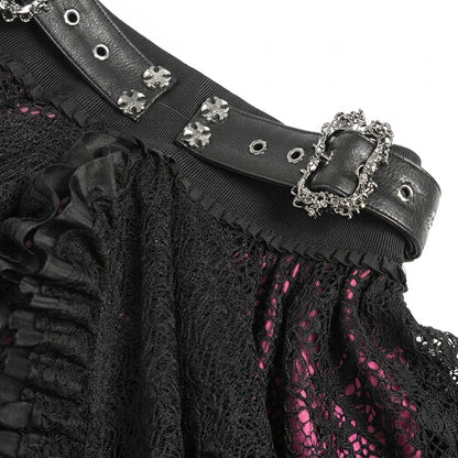 The Vesper-Gorge Tiered Skirt - Obsidian Crimson