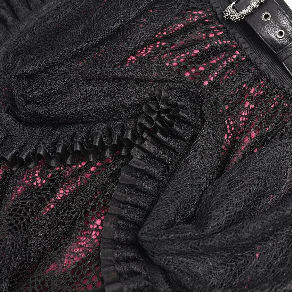 The Vesper-Gorge Tiered Skirt - Obsidian Crimson
